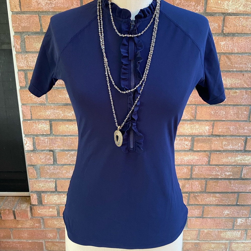 Tory Burch Blue Zipper Blouse